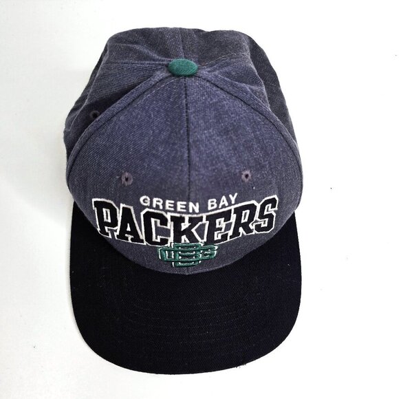 VTG Mitchell & Ness Green Bay Packers Wool Blend Snap Back Cap Hat - Picture 2 of 12